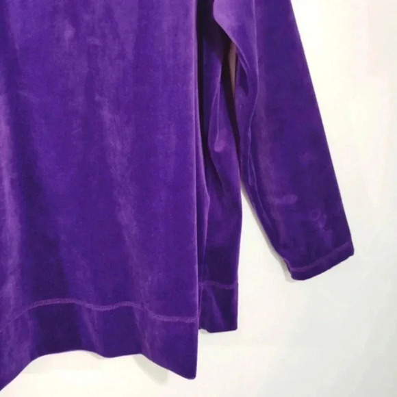 Woman Within Velvet Top Long Sleeve Royal Purple Soft Cozy - Picture 4 of 16
